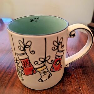 Spectrum Designz Christmas Stocking Mug Joy 2017 Ceramic Enameled 20oz Cup